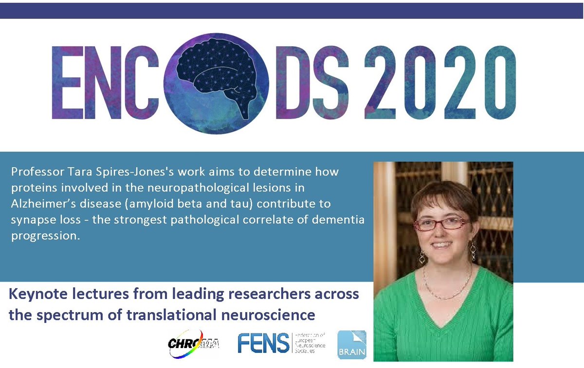 encods2024's tweet photo. As part of our keynote lecture series, Professor @TSpiresJones will present work on understanding and reversing synaptic dysfunction in #Alzheimer's disease. #MeetTheSpeaker #ENCODS2020 #TranslationalNeuroscience https://t.co/qXgrs1Flrk