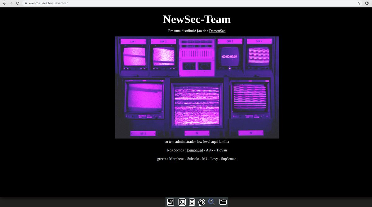 NewSecGroup's tweet photo. +1 brazilian university hacked by @Magnus_Security 

web:
https://t.co/63aF2R9tA2

mirror:
https://t.co/XkWaEpkv7x

@UECE https://t.co/PGmdxwIn9t
