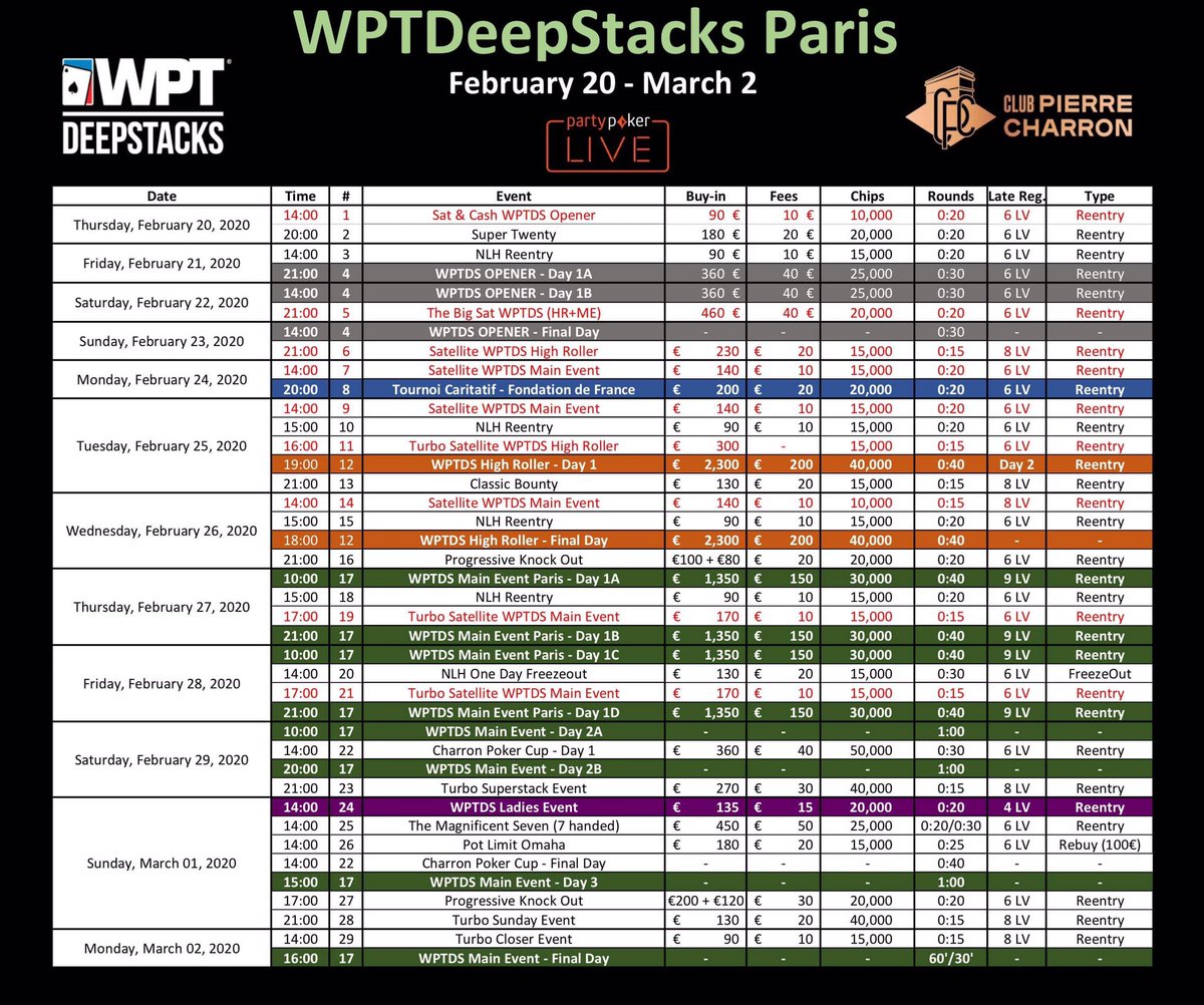 Le programme complet du #WPTDSParis qui commence, ce jeudi, au Palais des Congrès ! Qui est in ?