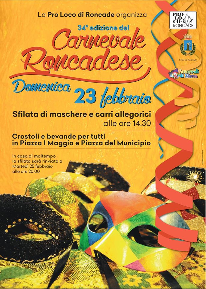 ComuneRoncade's tweet photo. Il #Carnevale Roncadese si avvicina: domenica 23 febbraio 2020 non prendete altri impegni! https://t.co/jBpkwAknRV