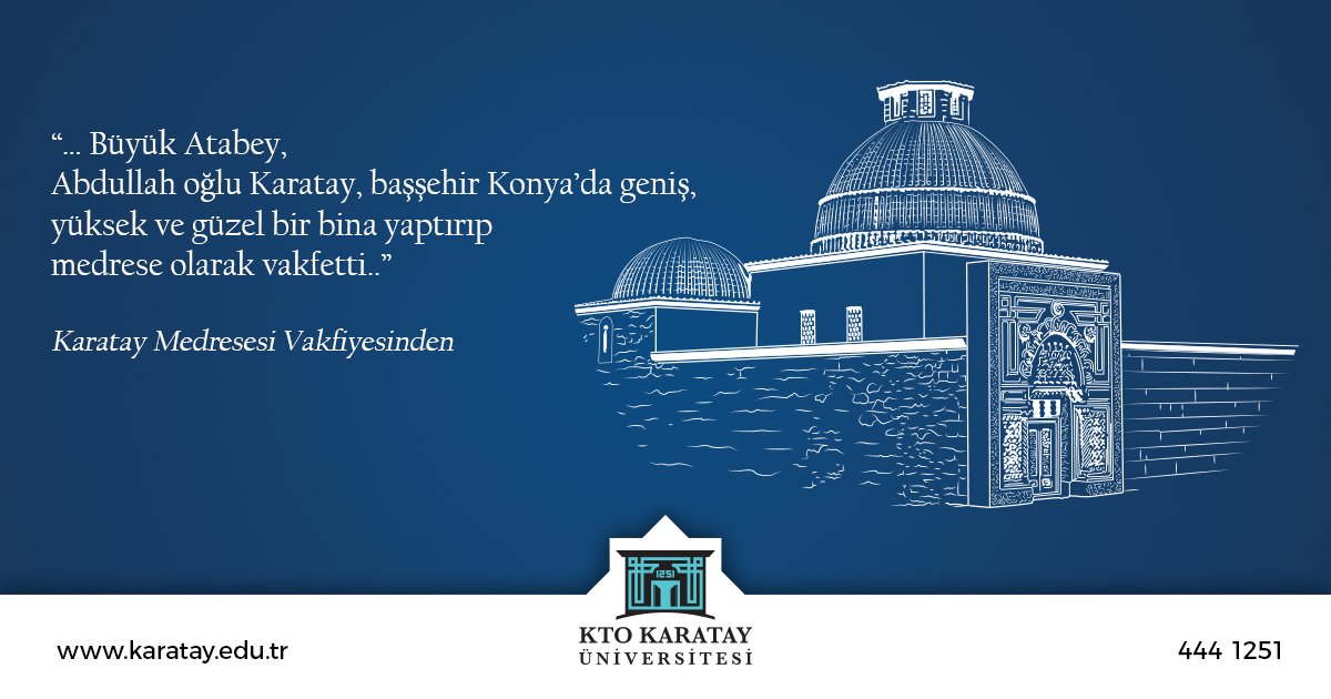 Akustiği kadar özgün mimarisi, bilim ve devlet adamlarının yetiştiği ilim merkezi, Devlet-i Ebed Müddet felsefemizin simgesi, 769 yıldır ilk günkü ihtişamıyla ayakta duran ve mirasını taşımaktan büyük gurur duyduğumuz #karataymedresesi