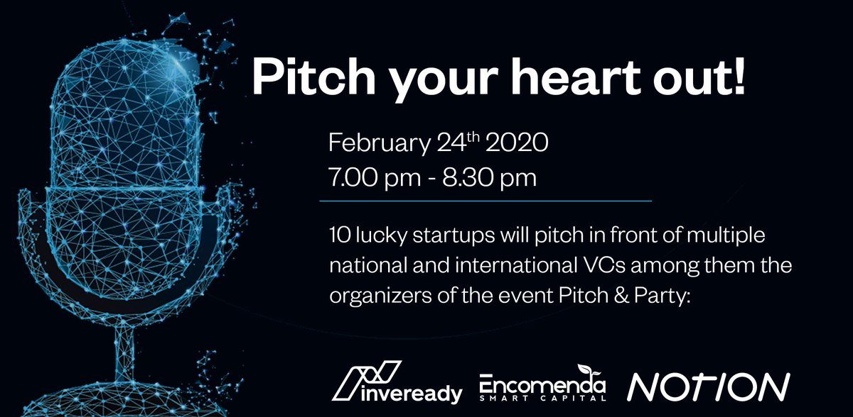 inveready's tweet photo. Do you wish to #pitch in front of Inveready, @EncomendaVC, @NotionVC and multiple other national and international VCs? 10 lucky #startups will have this opportunity you just need to fill in the Typeform below and attach your #deck 👉  https://t.co/1VURZQgZbf #BarcelonaTechSpirit https://t.co/bBXfbqVPUt
