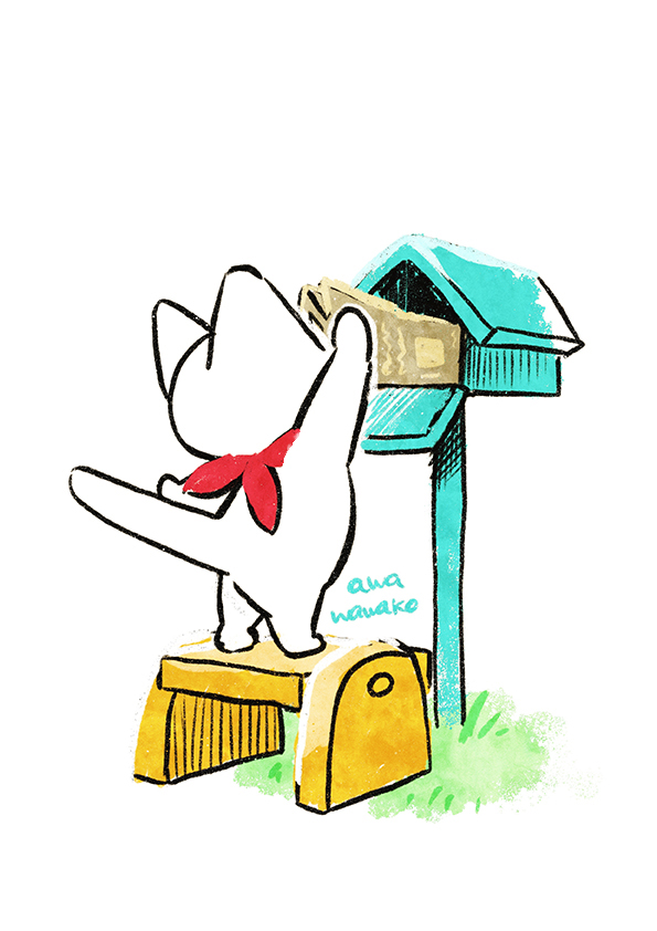 おじいさんの為に新聞をとってくる猫のぼうや 創作 Procreate Ip Wawakoのイラスト