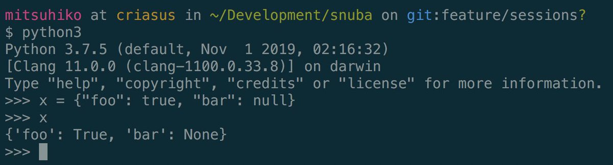 Armin Ronacher A Hack I Can Only Recommend Change Your Python Startup To Register True False Null As Aliases For True False Null On The Builtins And You Can Copy Paste Json Into A Python