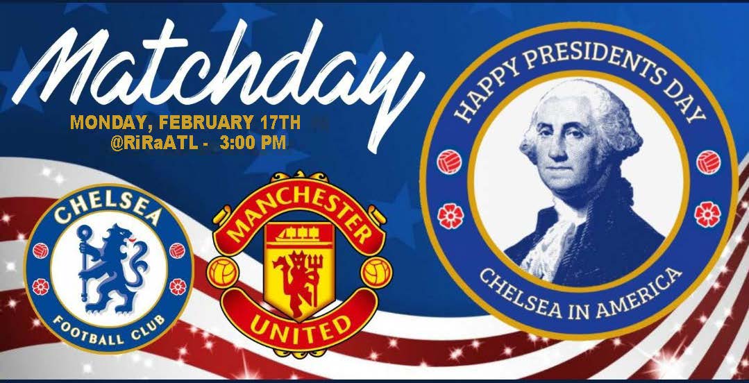 georgia_blues's tweet photo. IT'S MATCHDAY!!!
@ChelseaFC  @CFCInAmerica  
@ChelseaFCinUSA
@PLinUSA
#CFC
#CHEMUN
#COYB

🏆| @premierleague 
⚽️| @ChelseaFC vs. @ManUtd
🍺| @RiRaATL 
📆| Mon, Feb 17th
🕖| 3:00 PM https://t.co/nLCrRw4BzO