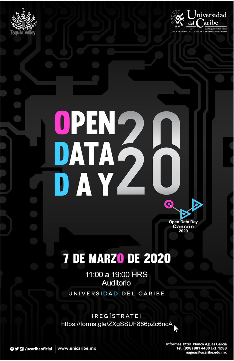 TQVCancun's tweet photo. Este 7 de marzo del 2020 organizaremos junto la ingeniería de datos e inteligencia organizacional  de la Universidad del Caribe el evento de Open Data Day 2020 
inscripciones: https://t.co/BIn9Cs4Psi https://t.co/tdDhMiOwC3
