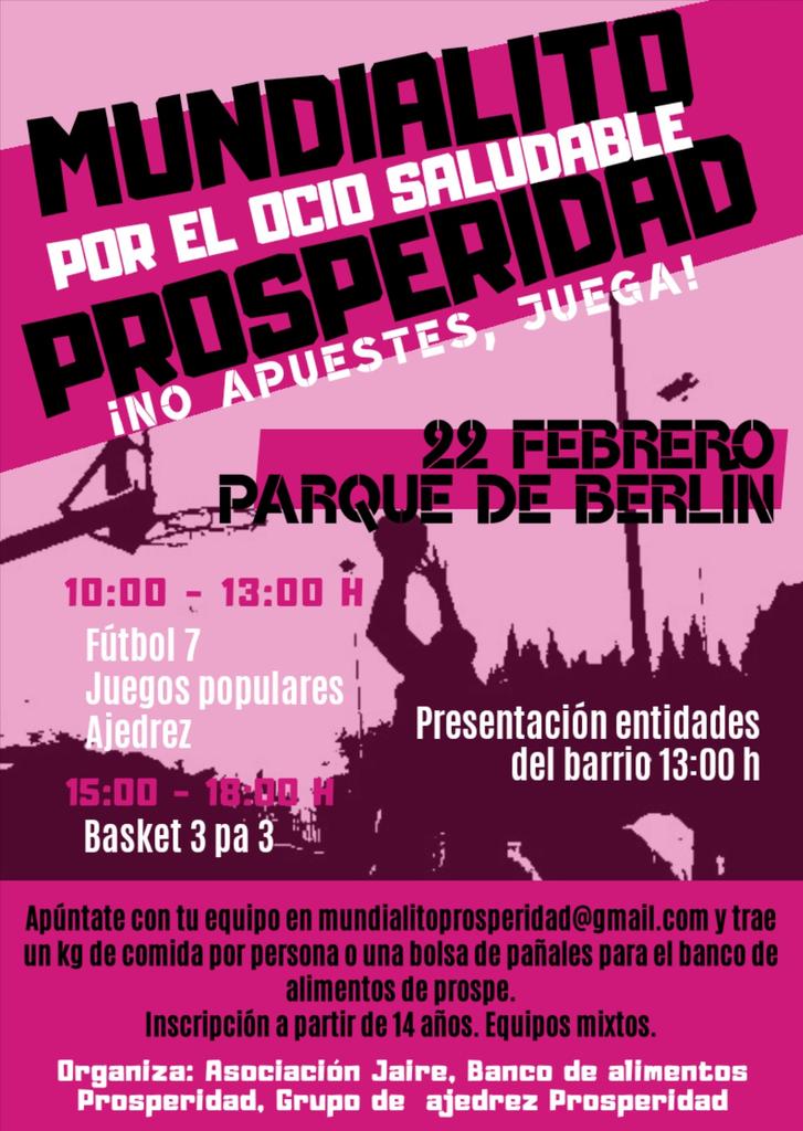 Todavía estáis a tiempo de apuntaros en el mundialito de este sábado.
Podéis inscribiros en equipos de 5 a futbol.
#NoApuestesJuega!