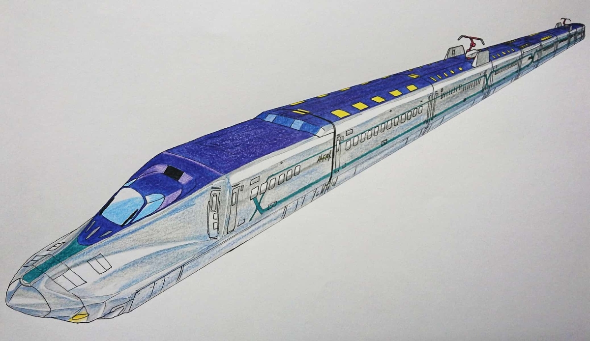 ALFA-X(E956形試作新幹線車両) #描き鉄 #アナログイラスト #色鉛筆画