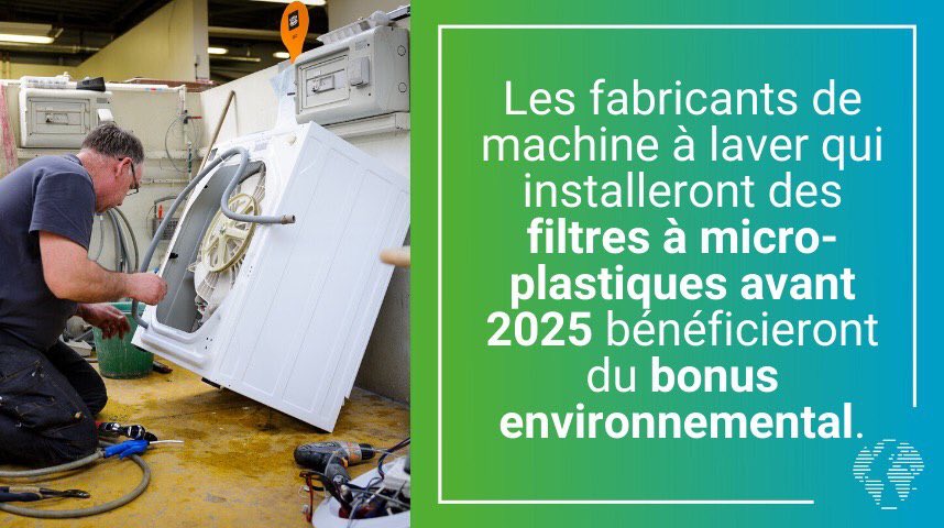 brunepoirson's tweet photo. C’est une 1ère mondiale ! D’ici fin 2024, les lave-linges seront équipés de filtres à microparticules pour protéger notre environnement et nos océans.

➡️ J’ai réuni fabriquants, porteurs de solutions et ONG pour travailler dès maintenant à l’application de la #LoiAntiGaspillage. https://t.co/S7WI1lOsrE