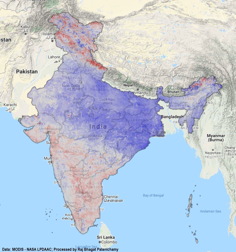 Raj Bhagat P #Mapper4Life (@rajbhagatt) on Twitter photo #Map shows Night time land surface temperature anomaly (mean of last 10 days) for #India. Land surface in South India is hotter n North/East is cooler.
Red is +6 Deg;Blue is -6Deg
FYI: <a href="/praddy06/">Tamil Nadu Weatherman</a> <a href="/ChennaiRains/">Chennai Rains (COMK)</a> <a href="/BngWeather/">Bengaluru Weather</a> <a href="/MysuruWeather/">Mysuru Weather</a> <a href="/Hosalikar_KS/">K S Hosalikar</a> <a href="/RainStorm_TN/">Rainstorm - வானிலை பதிவுகள்</a> <a href="/vinsonkurian/">Vinson Kurian</a> #Map shows Night time land surface temperature anomaly (mean of last 10 days) for #India. Land surface in South India is hotter n North/East is cooler.
Red is +6 Deg;Blue is -6Deg
FYI: <a href="/praddy06/">Tamil Nadu Weatherman</a> <a href="/ChennaiRains/">Chennai Rains (COMK)</a> <a href="/BngWeather/">Bengaluru Weather</a> <a href="/MysuruWeather/">Mysuru Weather</a> <a href="/Hosalikar_KS/">K S Hosalikar</a> <a href="/RainStorm_TN/">Rainstorm - வானிலை பதிவுகள்</a> <a href="/vinsonkurian/">Vinson Kurian</a>