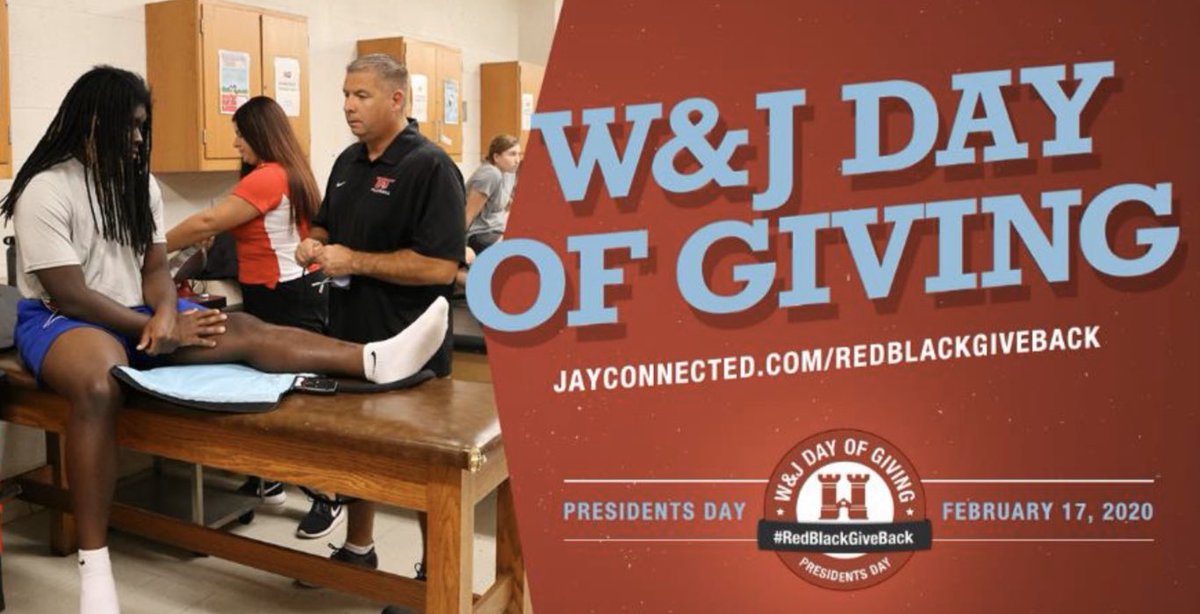 wjsportsmed's tweet photo. TODAY is the day to make your gift to W&amp;J Sports Medicine. Join fellow #WJAlumni, and make your gift now at https://t.co/BgLzvqQqhJ. #RedBlackGiveBack https://t.co/HauK0iAEEf