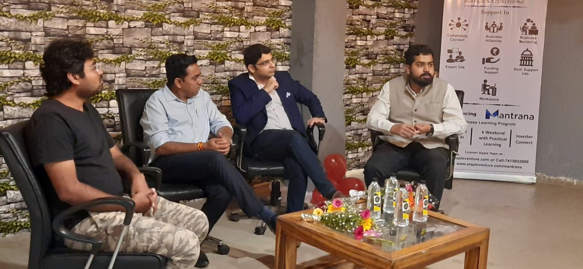 stapleventure's tweet photo. Event at Indore city on "How to design sustainable business model" this Sunday. 
.
Thanks to all Speakers @girishsodani @alokagrawal (Quest) @mishaljain (OYE24) for exchange your thoughts.
.
#Indore #learningfromreality #entrepreneurs #LearnTheRisk #StartupIndia #business_skills https://t.co/q2C3HFdV4j