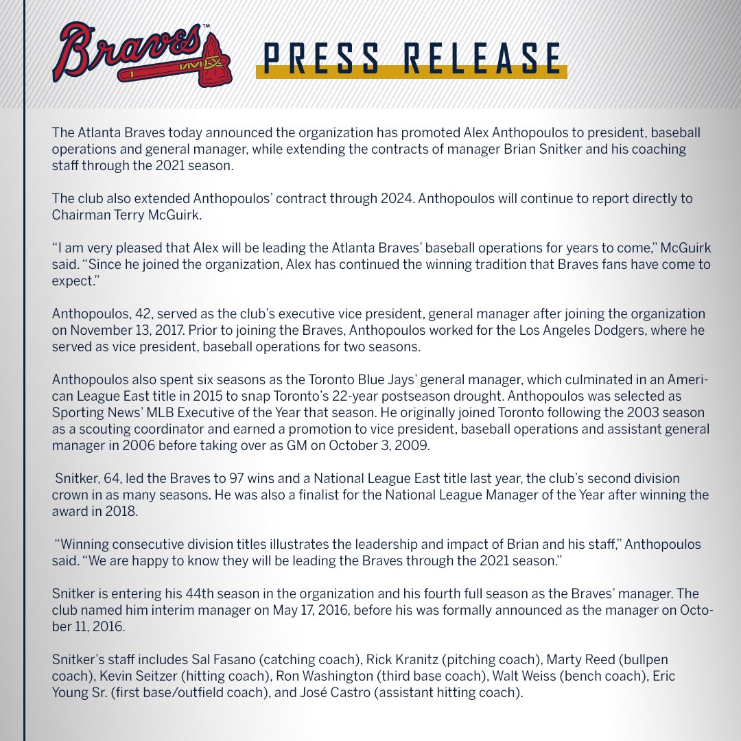 Brian Snitker Braves manager contract through 2024
