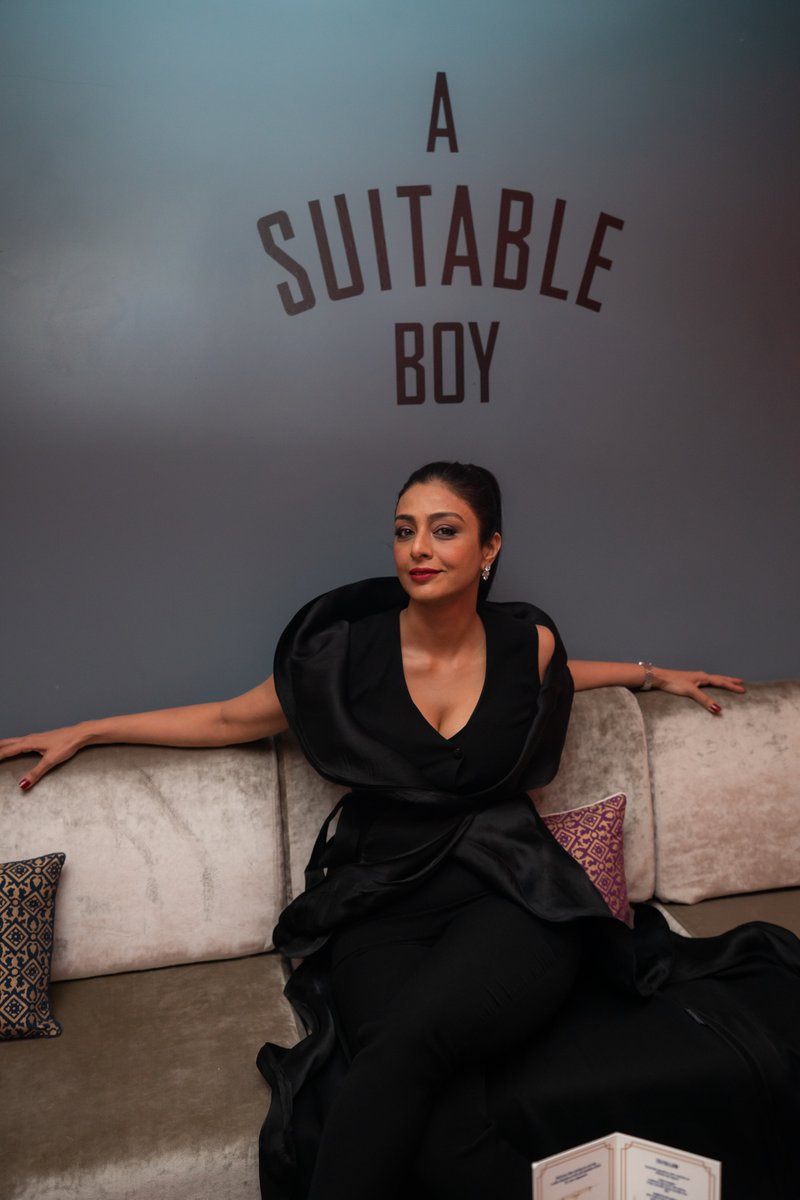 LookoutPointTV's tweet photo. Tabu, who will star as Saeeda Bai, nabbing the best seat in the house at our #BBCShowcase #ASuitableBoy event last week. 🥂 https://t.co/ykT1TMVcfX