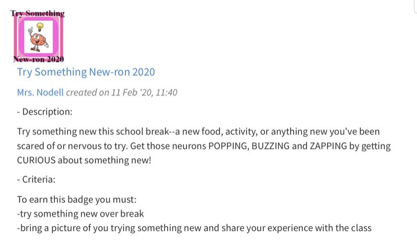 ATTENTION PRE-K FAMILIES! Remember to earn those “New-Ron” Badges over the break! We can’t wait to hear what you have to share...and maybe your teachers will share too! 🧠🌱 
<a href="/Hampton_Street/">Hampton Street</a> #MineolaProud #MineolaGrows
