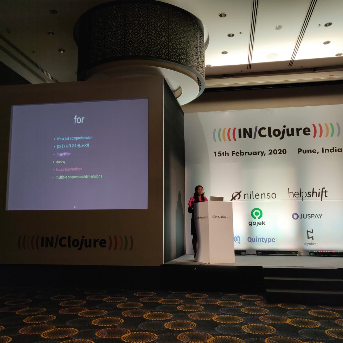 in_clojure's tweet photo. Another packed lightning talk from @sezal_jain talking about all the hurdles she faced getting up to speed with Clojure.
#inclojure2020 https://t.co/MXxU17YA0H