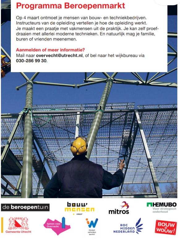 EloKaoutar's tweet photo. Ken of ben jij iemand die een baan zoekt in de bouw of techniek? Op 4 maart kun je o.a. kennismaken met vakmensen die jou wegwijs gaan maken over leer-werktraject. Binnen 4 maanden diploma op zak mét baangarantie! Aanmelden kan via  overvecht@utrecht.nl #samenvoorovervecht #werk https://t.co/uZ5xGIEjow
