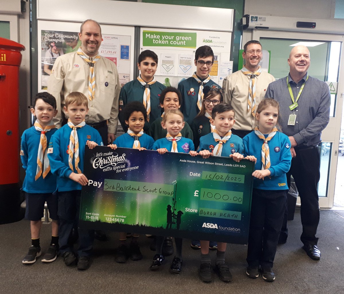 A big thankyou to the Asda Foundation and local people who supported us.  We received a £1,000 donation in the Green Token collection at Asda Burgh Heath.
