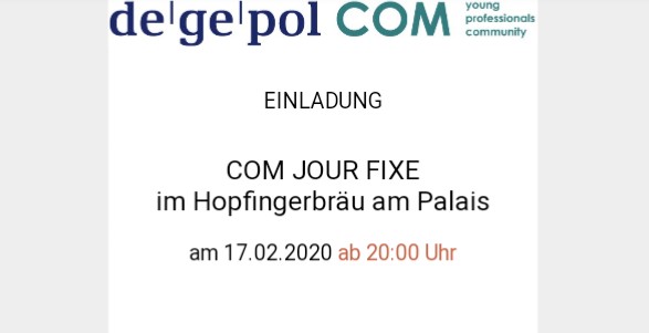 degepolCOM's tweet photo. Liebe #COMmunity,
diesen Montag ist es wieder soweit!
Ab 20:00 (!) Uhr treffen wir uns zum monatlichen #COMjourfixe im Hopfingerbräu am Brandenburger Tor und starten die Woche mit 🍻 und 🗣️
Bringt gerne eure Lieblingskolleg*innen mit! https://t.co/uZNNtqIrtK