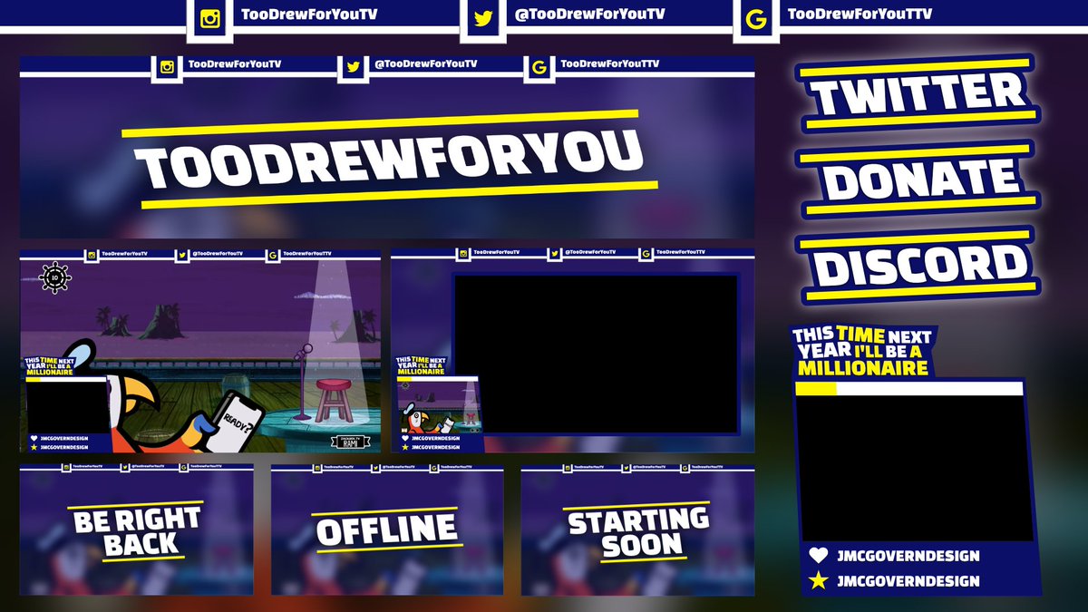 JMcGovernDesign's tweet photo. An overlay concept I made last year for 
@toodrewforyoutv. If you are looking into getting your own overlay please contact me on any of my socials and I will be happy to help.

https://t.co/9uCWUgxBxH

#twitch #twitchstreamer #twitchoverlay #overlay #twitchpanels  #fiverr https://t.co/bpXGJ1nYrM