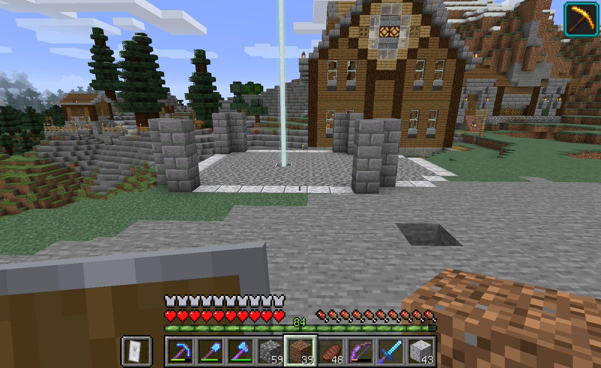 ট ইট র 久遠 マインクラフター ビーコンのまわりを飾ろうと 憩いの場のようなものを作ろうとしているとこ なかなか定まらないので今日の マイクラはここまで Minecraft マイクラ w06a