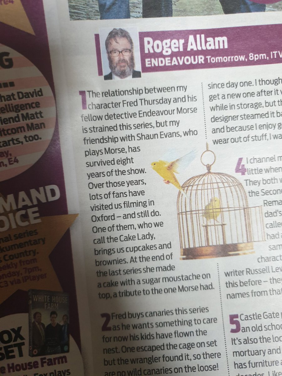 celtus's tweet photo. I've arrived at my parents to pet/house sit, whilst they go off to Cyprus. Me mum just waved this under my face, @happycakesuk aka the Cake Lady π @All_Allam.
I had to ask if it contained spoilers before reading! I save interviews till after as I hate spoilers π @EndeavourTV https://t.co/7okDElpsGa