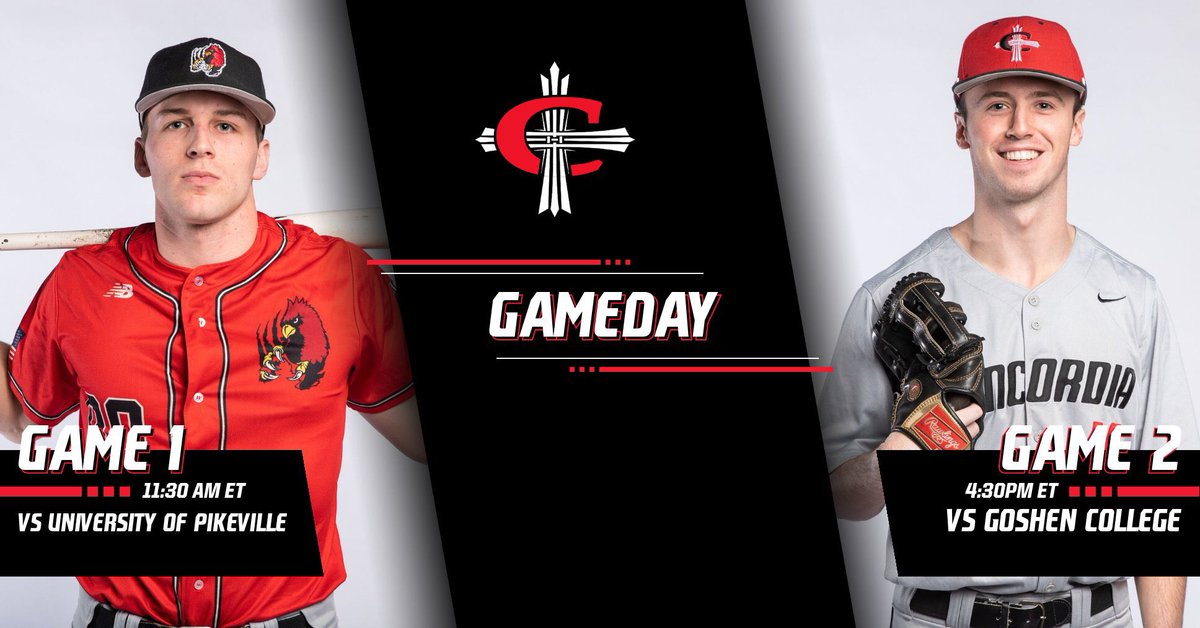 WAKE UP ITS GAMEDAY! 

The #DiamondCards kick-off the 2020 season with games against the University of Pikeville and Goshen College! 

⏰: 11:30 AM ET and 4:30 PM ET
📍: Dunbar, West Virginia
⛅️: 46°

For live stats, visit: concordiacardinals.com/schedule/0/6.p…