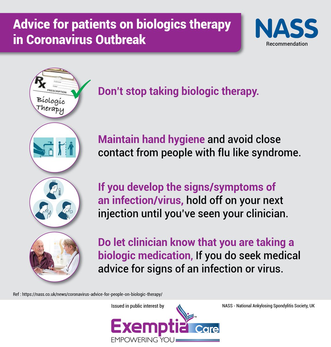ExemptiaCare's tweet photo. Are you taking biologics therapy and worried about coronavirus? 

Here is the advice for you: 

#biologics #Exemptia # ExemptiaCare #Coronavirus https://t.co/0W1WCmSWY6
