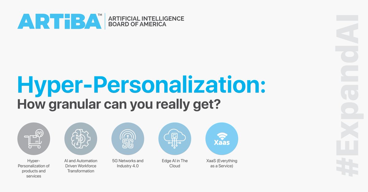 ARTiBA_Insights's tweet photo. #Hyperpersonalization. Personalizing for one. Now you know why marketers want to enter hyper mode! This will be the most important trend in the world of #AI.
Read here: https://t.co/P7QXQjiLjZ

#Artificialintelligence #Xaas #Cloudcomputing #5g #Technology #ExpandAI https://t.co/ZCDGtOZ5vY