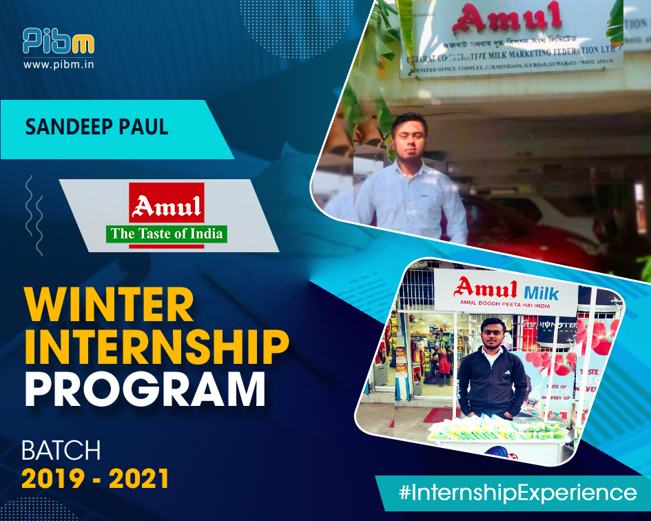 PunePIBM's tweet image. Mr. Sandeep Paul from PIBM&apos;s Batch 2019-21, bagged an amazing Winter Internship Program opportunity with Amul. Here&apos;s a glimpse of Sandeep during his WIP.

#WinterInternshipProgram #Amul #MastersWithPIBM #WIP2020 #PIBMPune