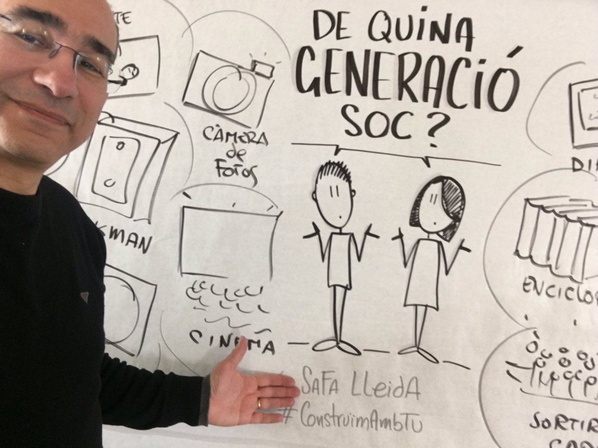 juanjofdezsola's tweet photo. De quina generació són a @safalleida? Cassette, càmera de fotos, CD, cinema, walkman, messenger, diapositives, tamagochi, enciclopèdia, gameboy, telèfon fix, corda de saltar, sortir al carrer amb els amics... #VisualThinking a “Viure i Sobreviure a les Pantalles en Família”! https://t.co/h6vgPFxNSv