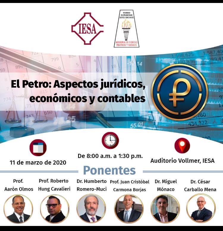 NegroPalacios's tweet photo. INVITAN  .⁦@acienpol⁩ y el.⁦@IESA⁩ a este evento, que abarcará de manera integral la aproximación al conocimiento de lo que es el Petro. ⁦ https://t.co/sCgwegfwb3