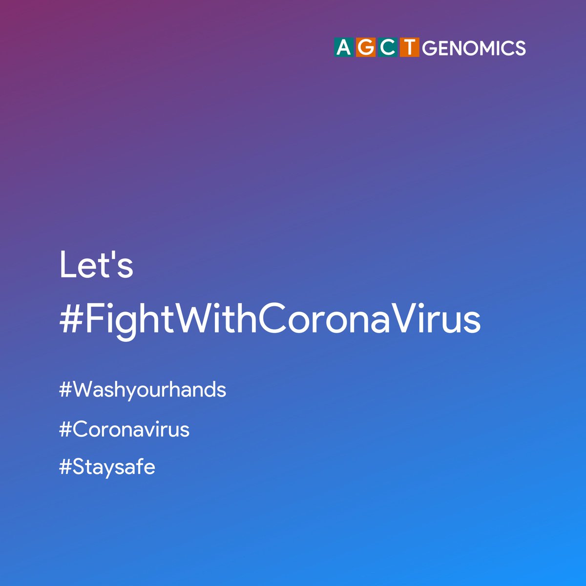 AgctGenomics's tweet photo. Recent outbreak of Coronavirus has caused thousands of deaths globally. Let's #FightWithCoronaVirus together with AGCT GENOMICS Stay connected for more updates!

#coronavirus #coronavirusoutbreak #FightWithCoronaVirus #globalhealth #agctgenomics https://t.co/OYpGXcVNKQ