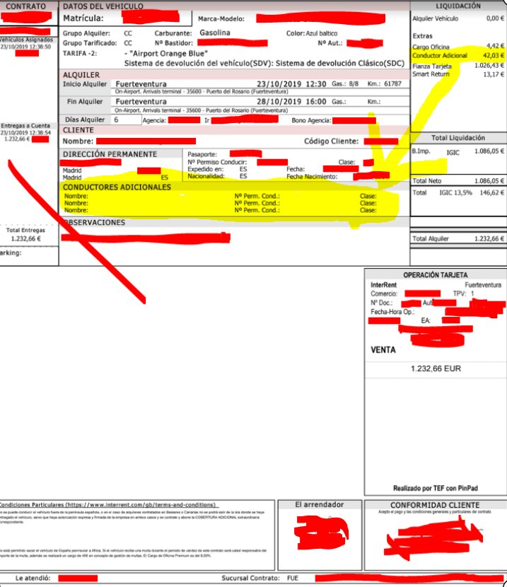 diegopinorguez's tweet photo. @goldcarcares @goldcarESP se niega a devolverme un cargo por un conductor adicional que no existe( como se puede ver en la imagen adjunta). Firmé sin darme cuenta del fraude. @facua @consumidores, ¿ es legal esta práctica? Me parece totalmente abusiva y falto de ética https://t.co/aSJieSotbk