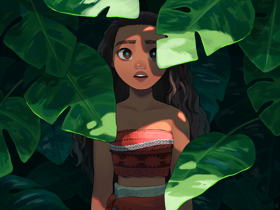 これを見た人は緑色の画像を貼れ 青い海を描かずに海に憧れるモアナの姿を描きたか ぱののイラスト