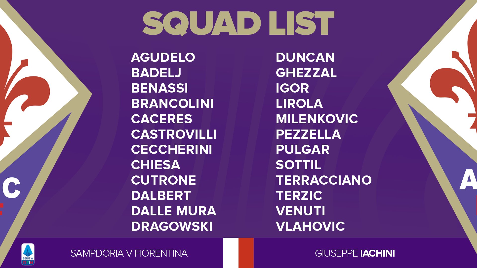 ACF Fiorentina English on X: SQUAD LIST