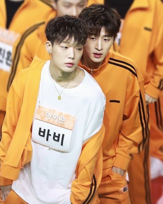 the two of them together and Jiwon patting Hanbin's head-