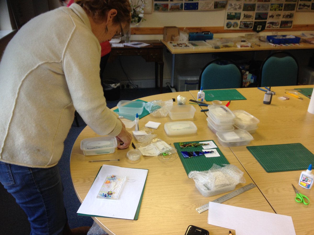 AbberleytWIeter's tweet photo. Glass fusing morning @WorcsBellesWI with @Greeningglass went well, looking forward to getting our pieces back from firing https://t.co/6Bl3HkcOoF