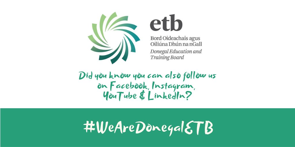 DonegalETB's tweet photo. Have you followed our other social media accounts? #GoFurtherWithDonegalETB https://t.co/tCVSMZGfqp