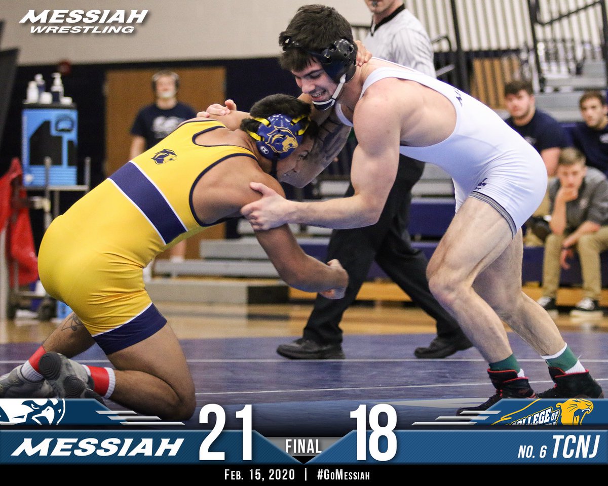 What a win!!! No. 17 #MessiahWREST takes out No. 6 TCNJ at home in a thrilling dual to end the regular season! #GoMessiah #d3wrestle