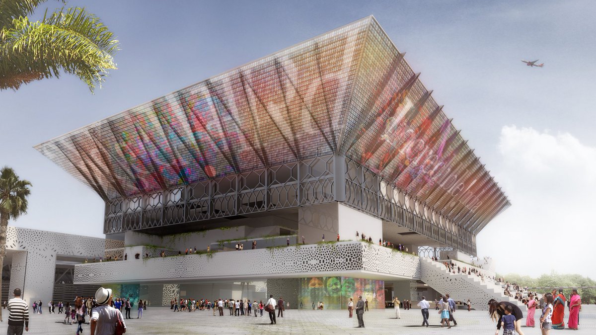 amitabhk87's tweet photo. A glimpse of the design of International Exhibition Cum Convention Centre at Dwarka. Truly world class in size &amp; scale with supporting development of retail, commercial, hospitality &amp; entertainment. Congratulations ⁦@narendramodi⁩ ⁦@PMOIndia⁩ for this infrastructure. https://t.co/yye8UvpjYI