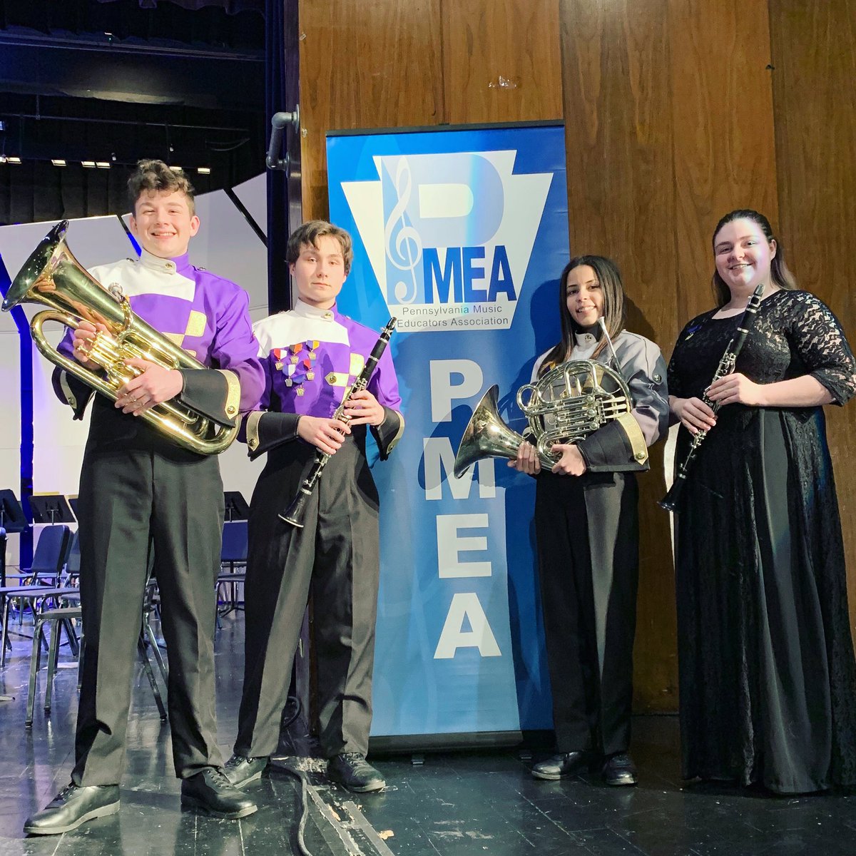 Congratulations to Alex, Nick, Astrid, and Emma for representing Baldwin at PMEA District 1 West Band festival this weekend! @PMEADistrict1 @BHSActivities @BWSDMusicDept  #musicinourschools #Highlanderpride