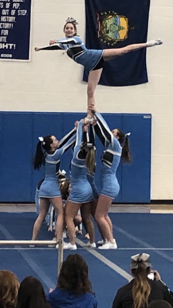 A+ for arabesque!  Still howling over the SB cheer performance at states today.  #gowolvesgo #sbproud