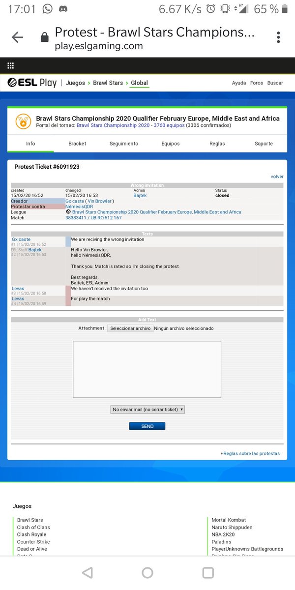 Eliminados injustamente por gente que no sabe jugar. Queremos que la gente de la cara, porque teníamos muchas ganas de competir en el torneo y nos han descalificado sin haber jugado <a href="/ESL/">ESL</a>