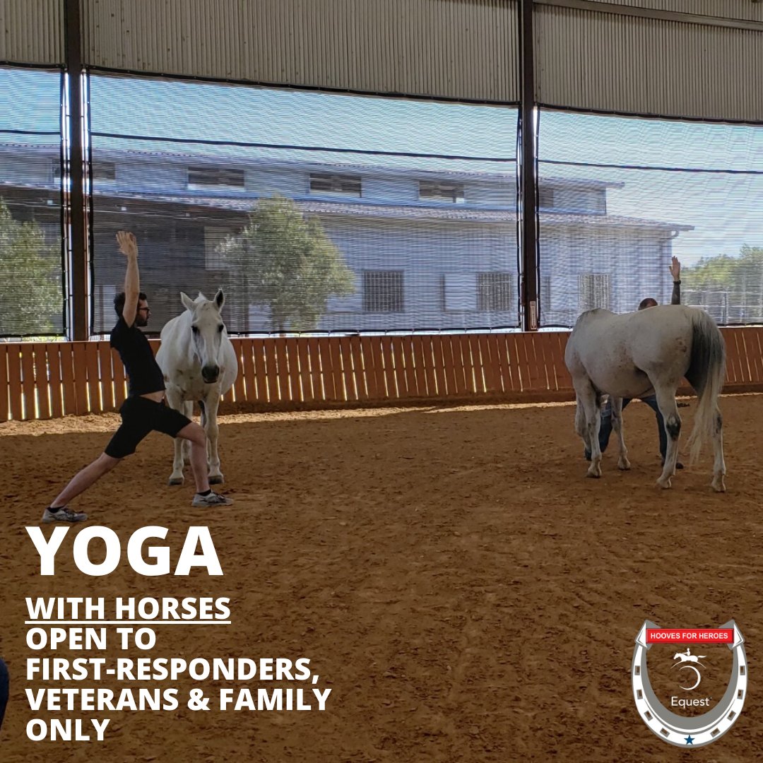 Veterans & first-responders: Join us TOMORROW, Sunday, February 16 for yoga with horses and iRest Meditation led by Warrior Spirit Project. Learn more at equest.org/events can't make it this weekend? Yoga is offered every 3rd Sunday of the month (except March - yoga on 3/8)