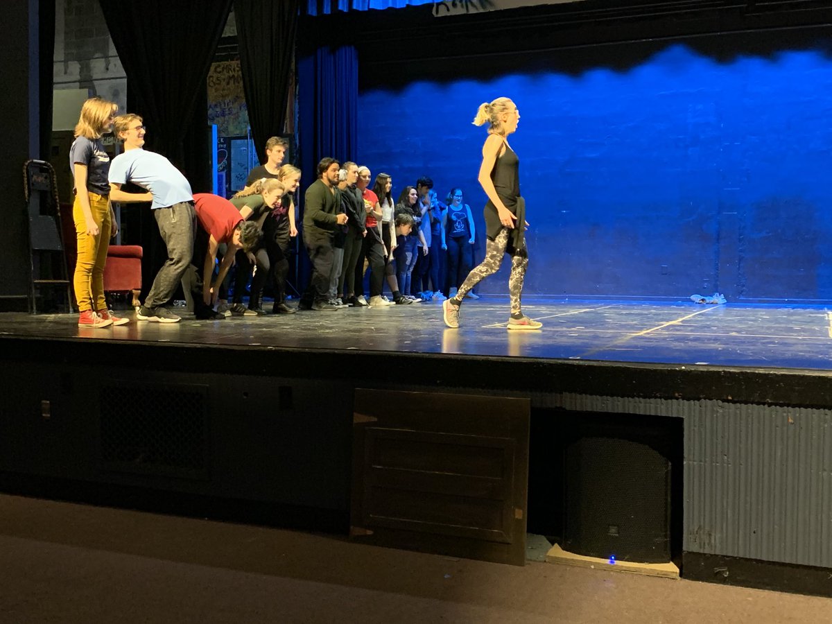 Cast of Matilda doing workshop with Emma Simon