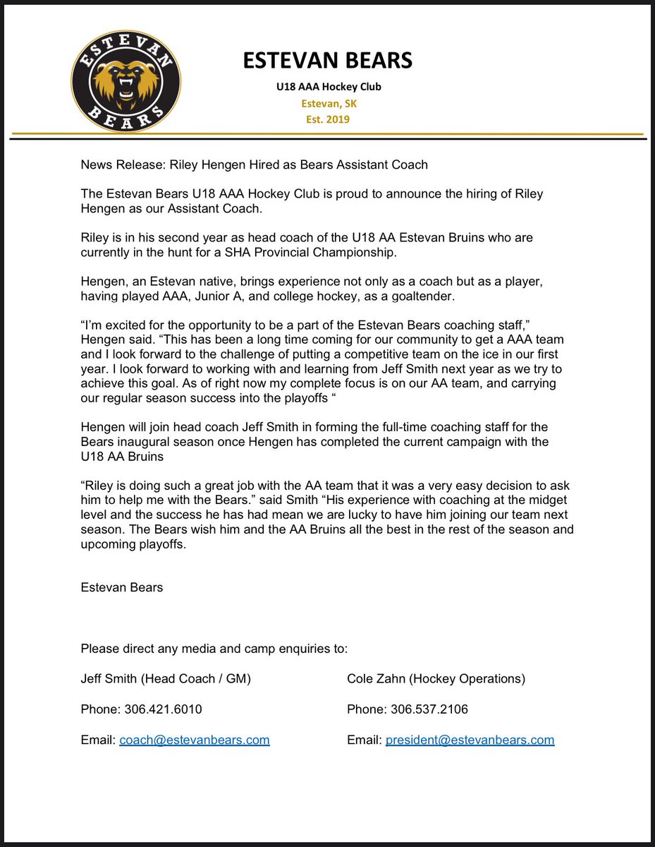 Estevan Bears tweet media