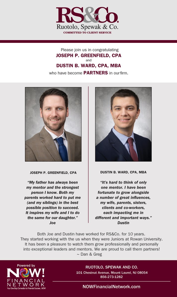 SWP_stars's tweet photo. This just shows how much SWP can effect students' lives! Two of their very own interns have been named PARTNERS of Ruotolo, Spewak &amp; Co.!
#success #internships #partners 💯 https://t.co/Ak0uCCKPRG
