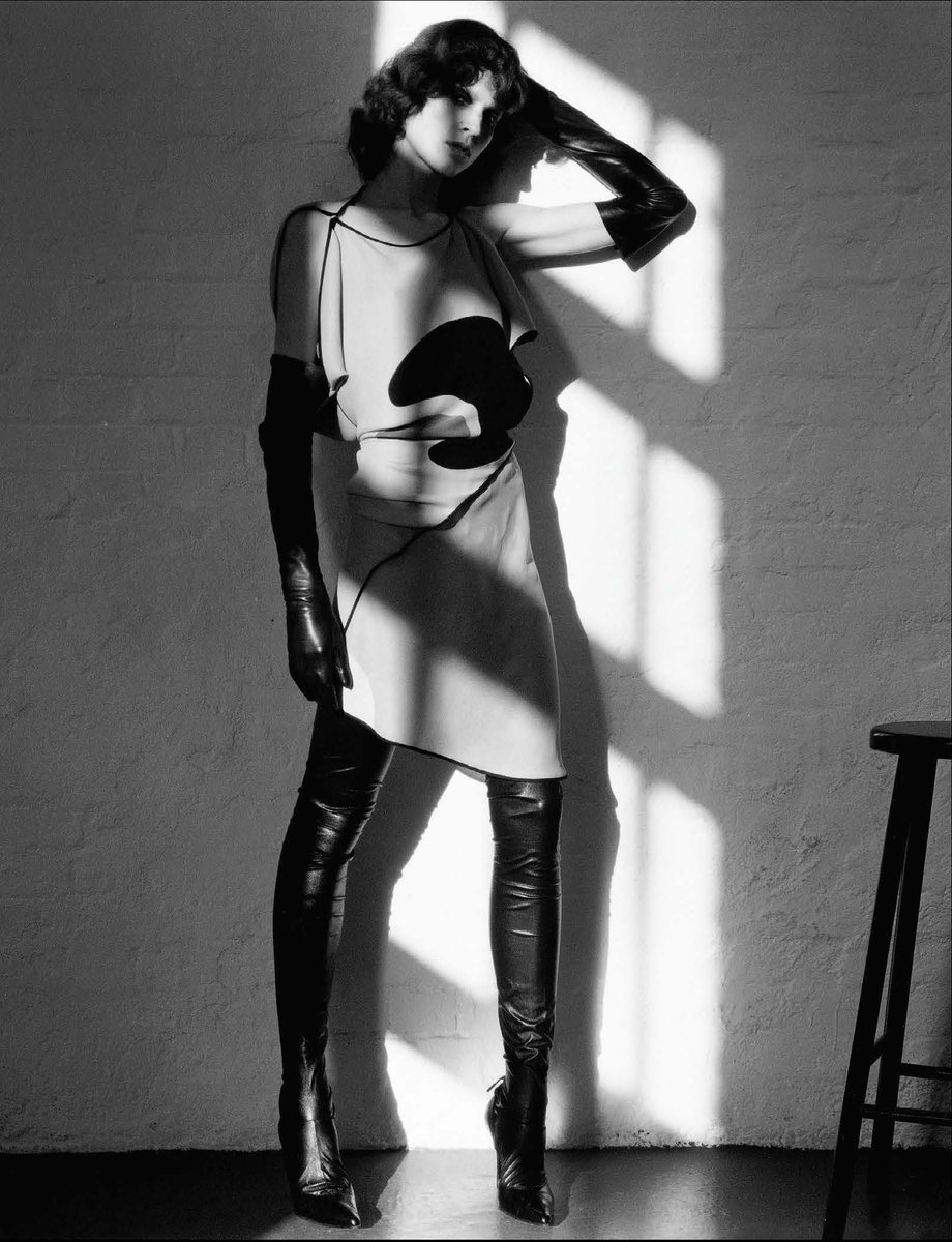 Model poses elegantly in Marni, Rochi, and Jean Paul Gaultier. 
From September 2003. 

#somamagazine #somaarchives