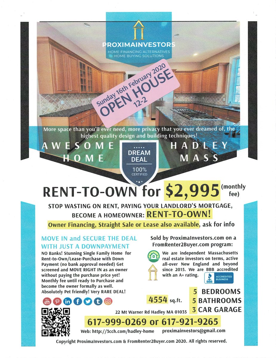 proximainvest's tweet image. OPEN HOUSE: #HadleyMA Incredibly Spacious #SingleFamilyHome #5bed #5bath #4544sqft #3cargarage #bonusrooms #openhouse #hadley #hadleyma #hadleymassachusetts #amherstcollege #leaseoption #ownerfinancing #forsale #leasepurchase #nobanks #nocredit #nomortgage #realestate #newengland
